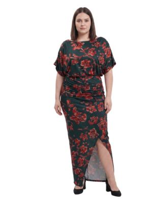Платье макси 24seven Comfort Apparel размера плюс с коротким рукавом и цветочным принтом из мягкой эластичной ткани