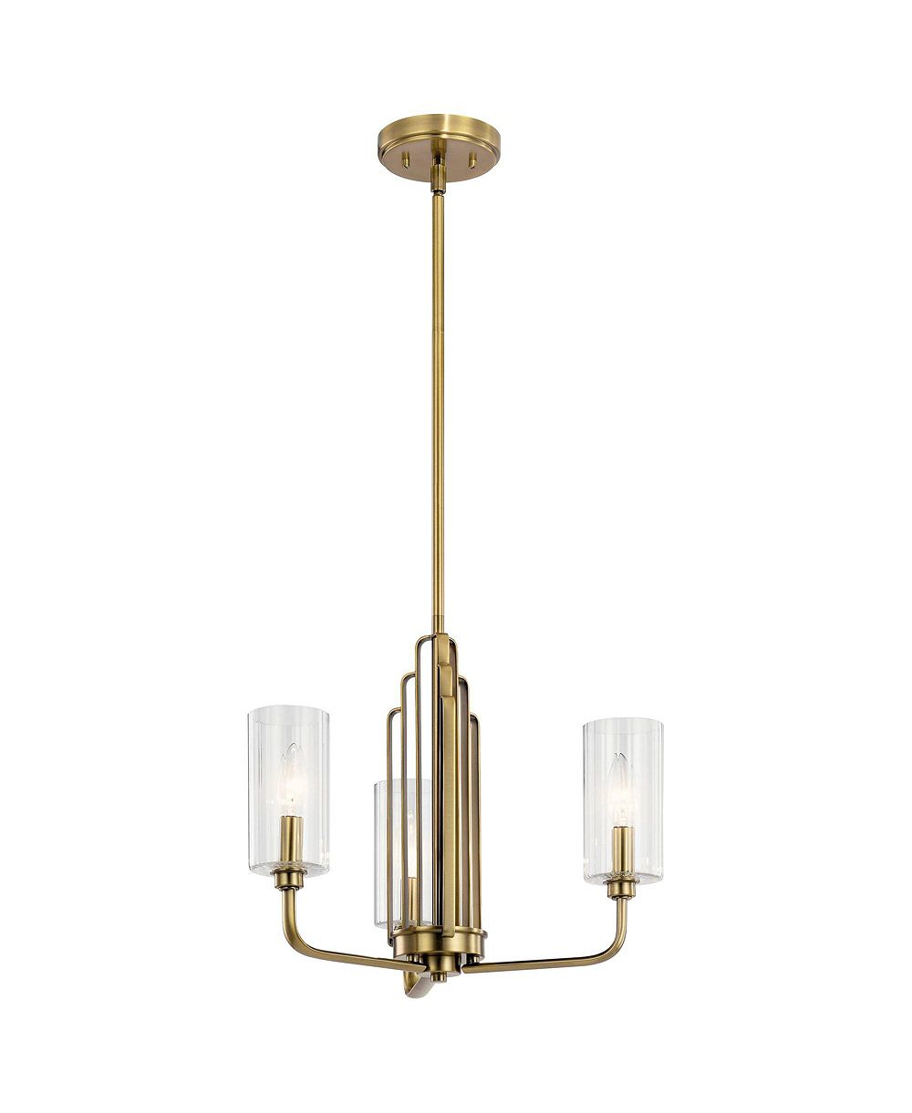Kichler Kimrose 18 1/4"W Brushed Natural Brass 3-Light Chandelier