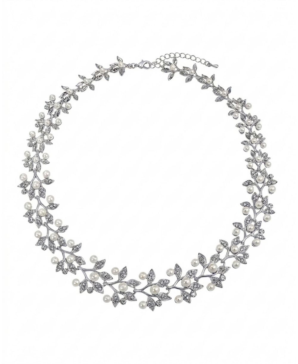 Bling Jewelry модное ожерелье-биб с мотивом листа, инкрустированное искусственным белым жемчугом и кубическим цирконием