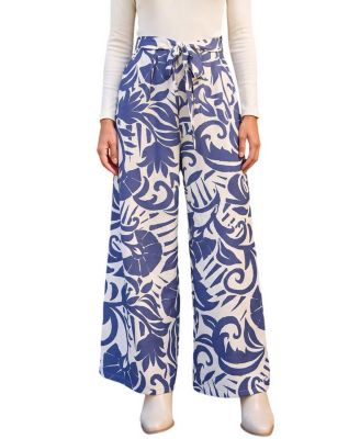 Cupshe Women's Me Time Wide-Leg Long-Sleeve Tropical-Print Jumpsuit
