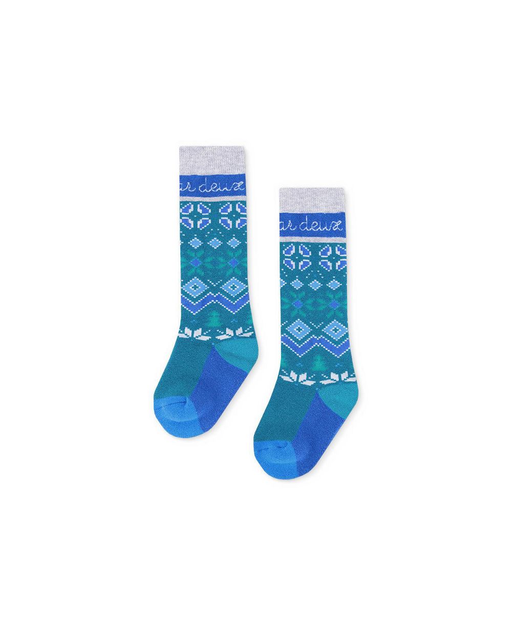 Deux par Deux детские утепленные шерстяные носки до колена Fair Isle для мальчиков-малышей 2T-5T