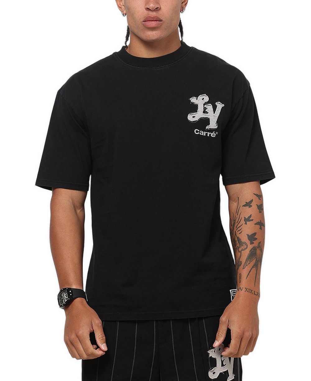 CARRE Men's Los Angeles City Series Oversized-Fit Contrast Gothic Chest Logo Print T-Shirt