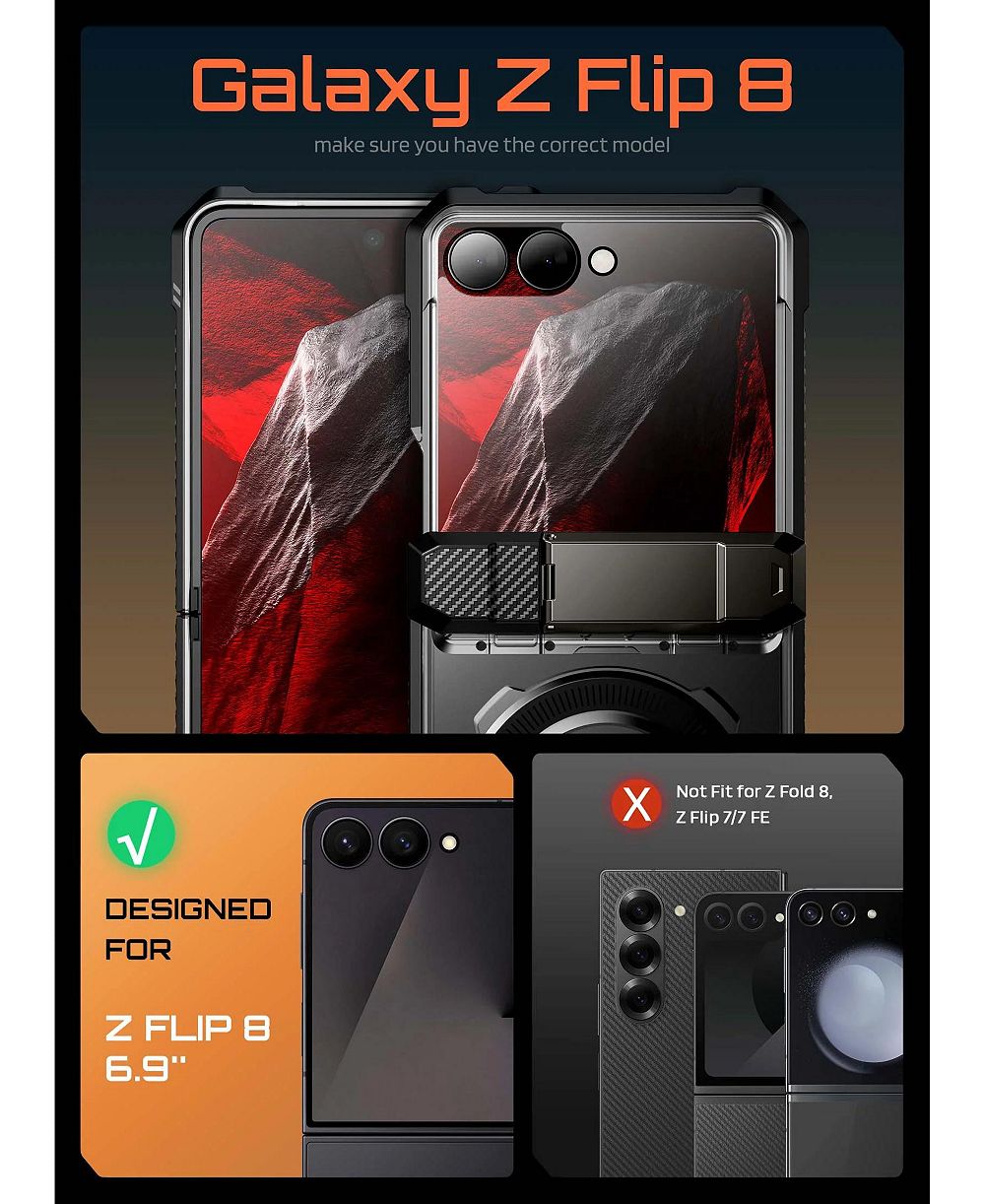 Чехол SUPCASE UB Grip MagSafe для Samsung Galaxy Z Flip 8 с подставкой и защитой переднего экрана