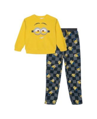 Детский комплект для мальчиков Minions, 2T-5T, кофта с длинным рукавом и джоггеры из хлопковой флисовой ткани, 2 предмета