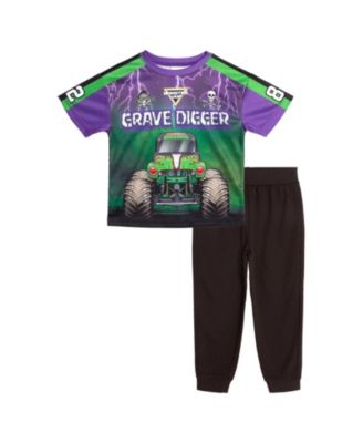 Детский комплект из футболки и джоггеров Monster Jam для мальчиков 2T-5T с принтом Grave Digger, 2 предмета