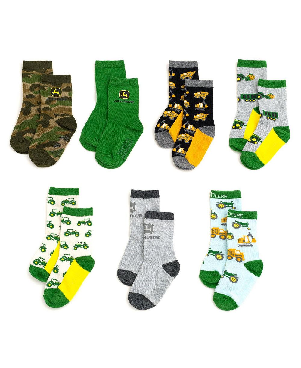 John Deere Детские носки-сокеты для мальчиков с нескользящим покрытием, набор 7 шт.