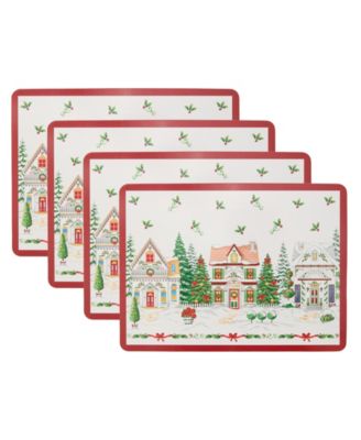Lenox Spice Village Christmas Cork Placemats, Set of 4