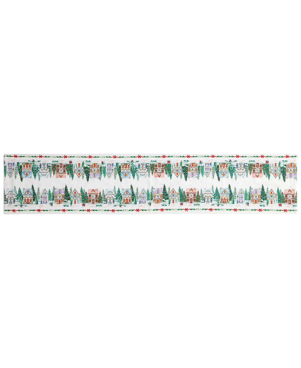 Lenox Spice Village Christmas Embroidered Table Runner, 14" x 70"