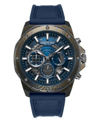 Мужские часы Kenneth Cole New York Hollis, хронограф, кварцевые, силикон-нейлон, синий, 45 мм