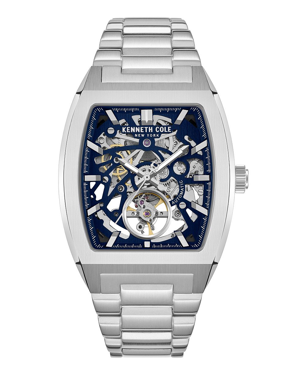 Kenneth Cole New York мужские автоматические часы Skeleton Milford с серебристым циферблатом из нержавеющей стали, 40x52.5 мм