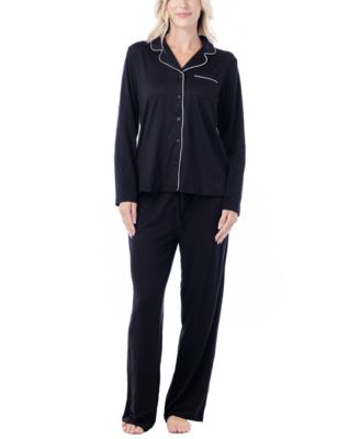 MUK LUKS Women's Dream Cloud Long-Sleeve Notch-Collar 2-Piece Pajama Set