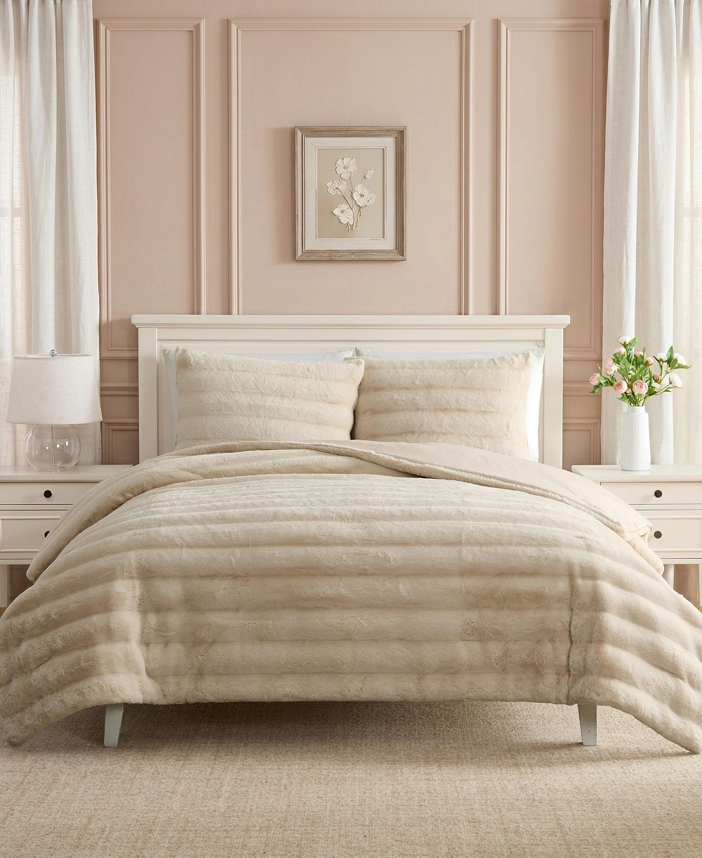 Laura Ashley комплект из 3 предметов стеганого одеяла Cloud Solid из искусственного меха, размер Full/Queen