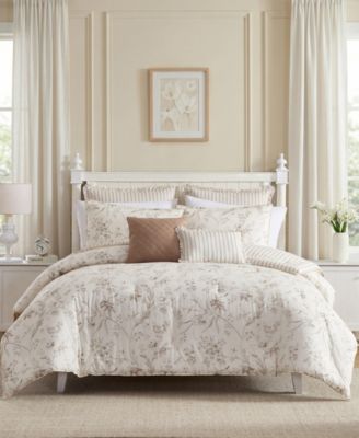 Laura Ashley Branch Toile Cotton 7-Piece Comforter Set, Full/Queen