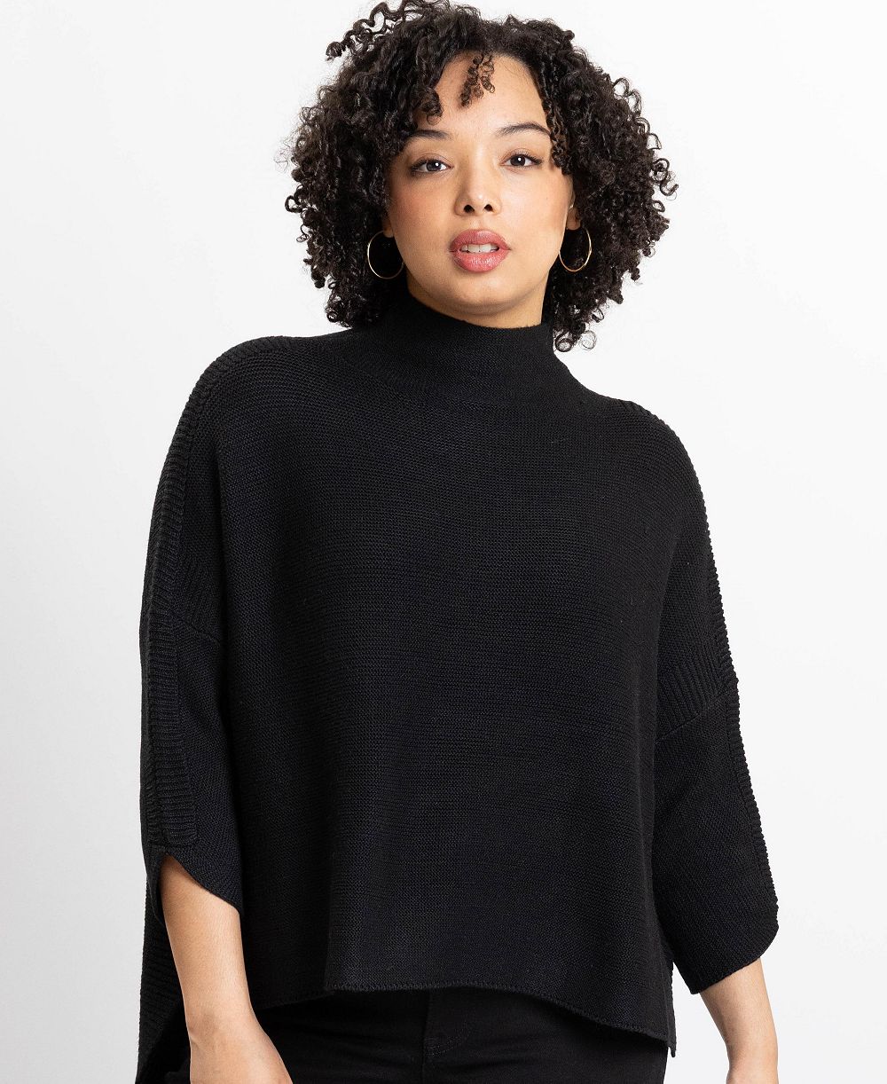 Caldwell Collection Women's Lori Turtleneck High-Low 3/4-Sleeve Sweater