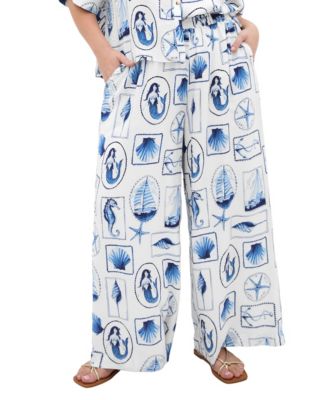 Женские брюки CITY CHIC Plus Size Liana Amalfi Print High-Rise Wide-Leg