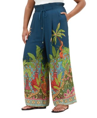 CITY CHIC Plus Size Fools Paradise High-Rise Print Wide-Leg Pants