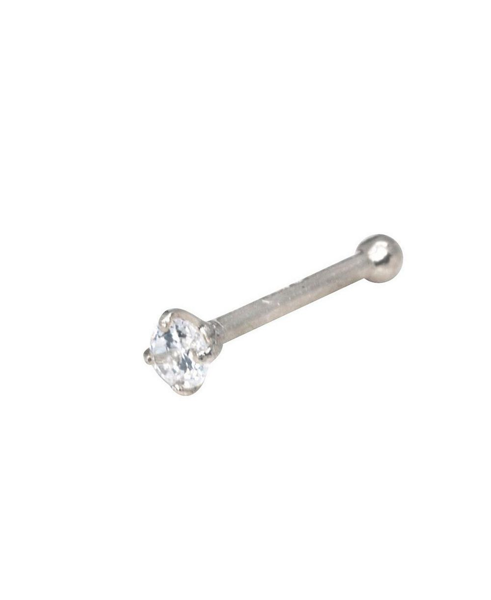 Curata Jewelry Solid 14k Gold 20g 2mm Solitaire Cubic Zirconia Nose Stud Ring
