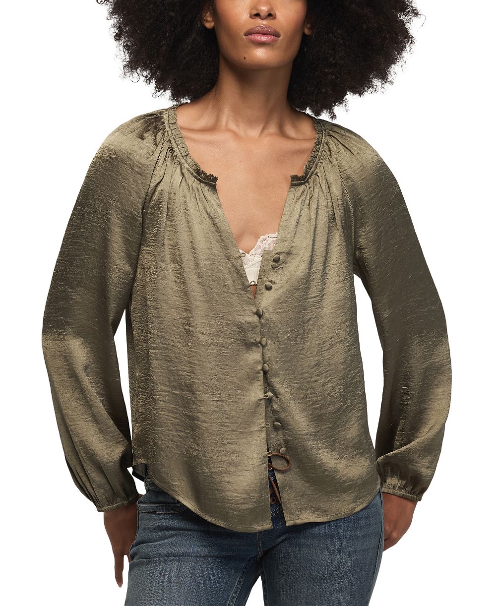 Женская блуза Lucky Brand в стиле пэчворк с длинным рукавом