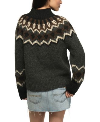 Lucky Brand Women's Fair Isle Mock Neck Long-Sleeve Sweater