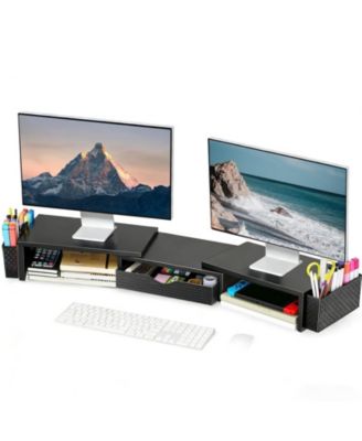 Lofree Dual-Monitor Adjustable-Angle Monitor Stand Riser with Desk Organizer Drawer, Compatible with Dual Monitors