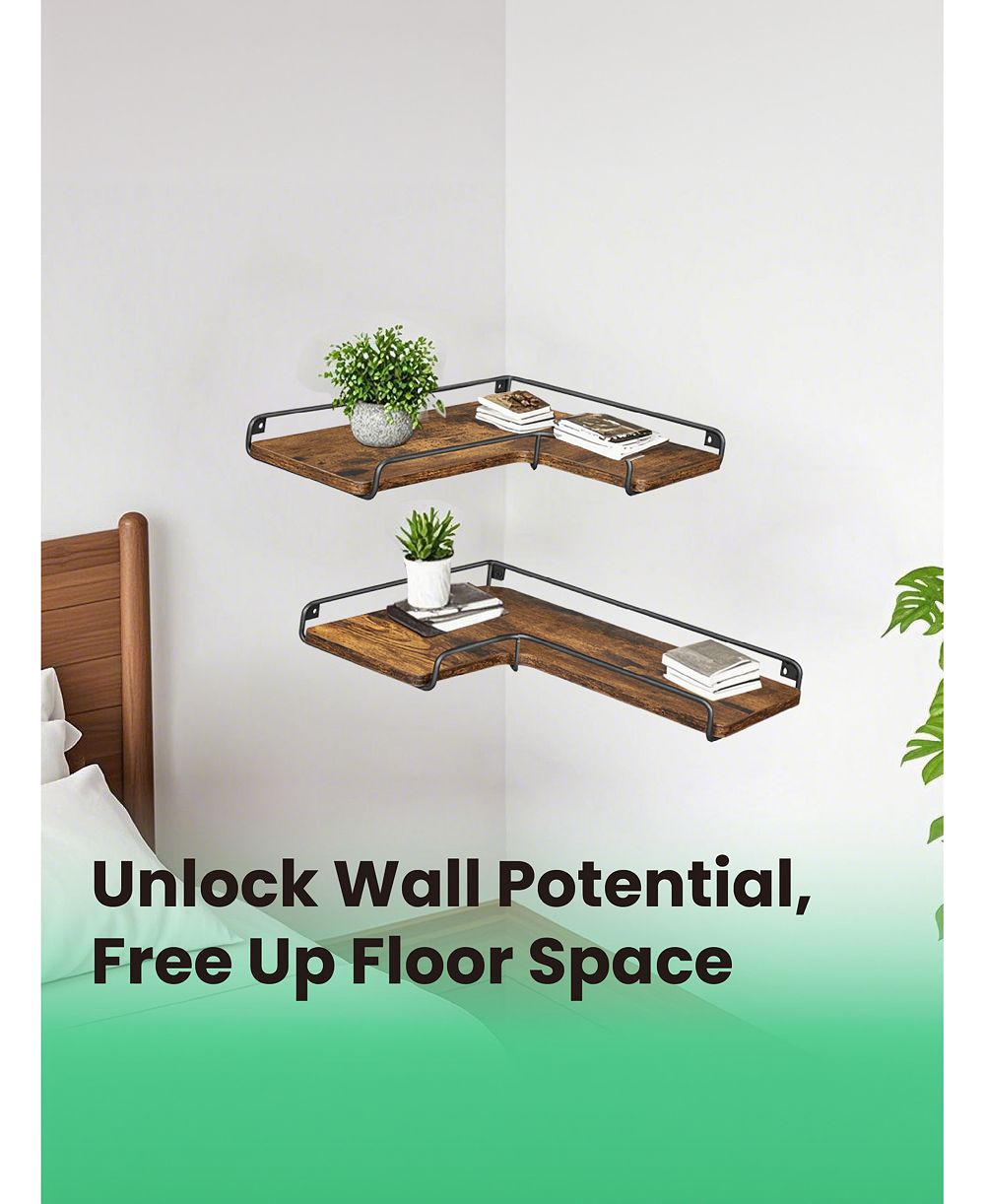Плавающие полки SongmicsHome, комплект из 2 угловых полок, L-образная настенная полка, современный стиль