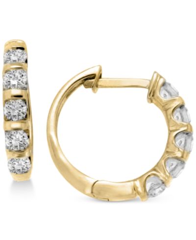 Diamond Five-Stone Hoop Earrings (1/2 ct. t.w.) in 14k Gold or White Gold