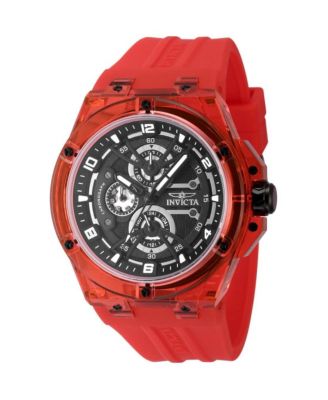 Мужские наручные часы Invicta Quartz Racing с красным резиновым ремешком, 46 мм