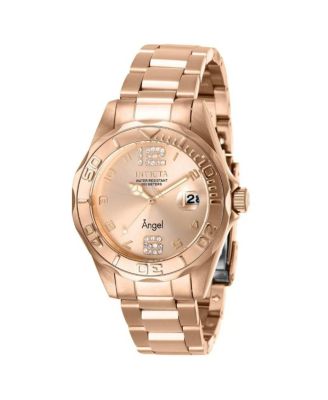 Женские часы Invicta Angel с кварцевым механизмом, устойчивые к воде, розовое золото, нержавеющая сталь, 38 мм
