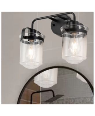 BUSDAYS 2-light modern sconce with clear glass shades—industrial design fits bathroom, living room, bedroom, or over kitchen sink