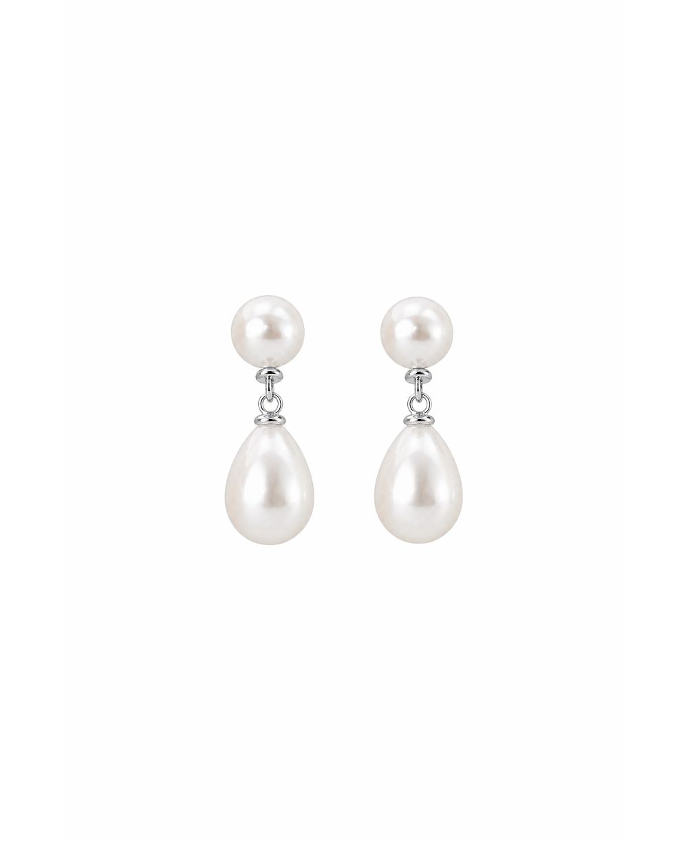 A.B. Ellie Imitation Pearl Studio Bride Bridal Double Drop Earrings