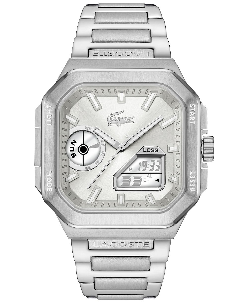 Lacoste Men's Sport Quartz Analog-Digital Stainless Steel Watch 45mm