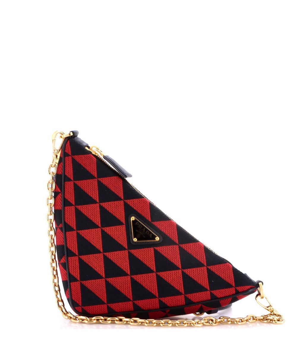 Pre-Owned Prada миниатюрная сумка-треугольник Symbole из кожи и жаккарда
