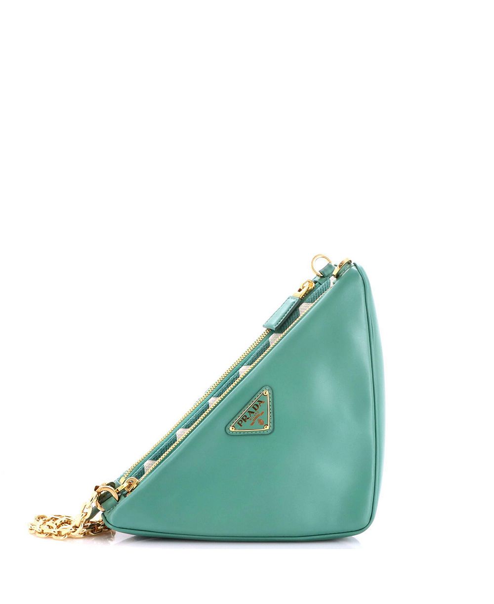 Pre-Owned Prada мини-сумка Double Symbole Triangle из кожи и жаккарда
