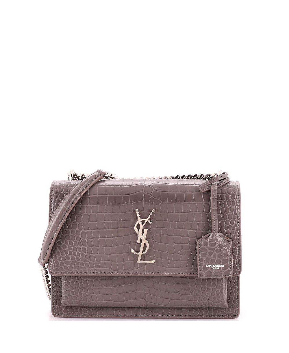сумка-кроссбоди sunset medium с тиснением и цепочкой из кожи saint laurent (pre-owned)