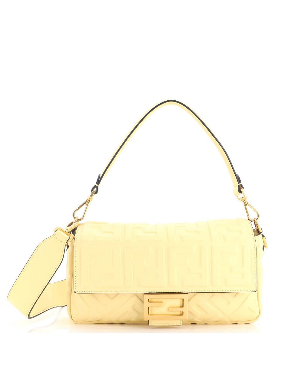 Сумка-багет Fendi Medium Zucca из тисненой кожи