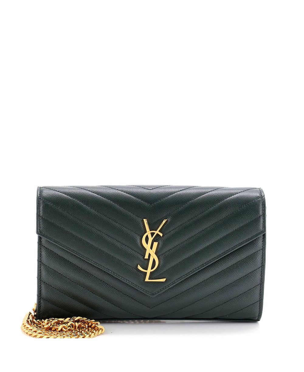 Saint Laurent женский классический кошелек на цепи Matelasse-Chevron с монограммой Pre-Owned