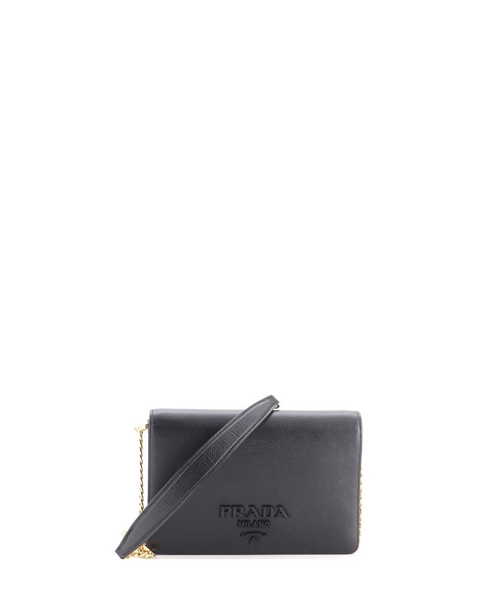 Мини-кошелек на цепочке Monochrome из кожи Saffiano от Prada (Pre-Owned)