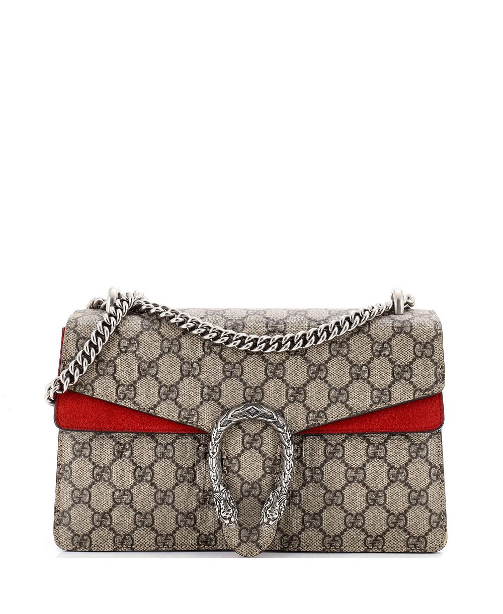 Pre-Owned Gucci Маленькая сумка через плечо из лакированной ткани GG с узором Dionysus