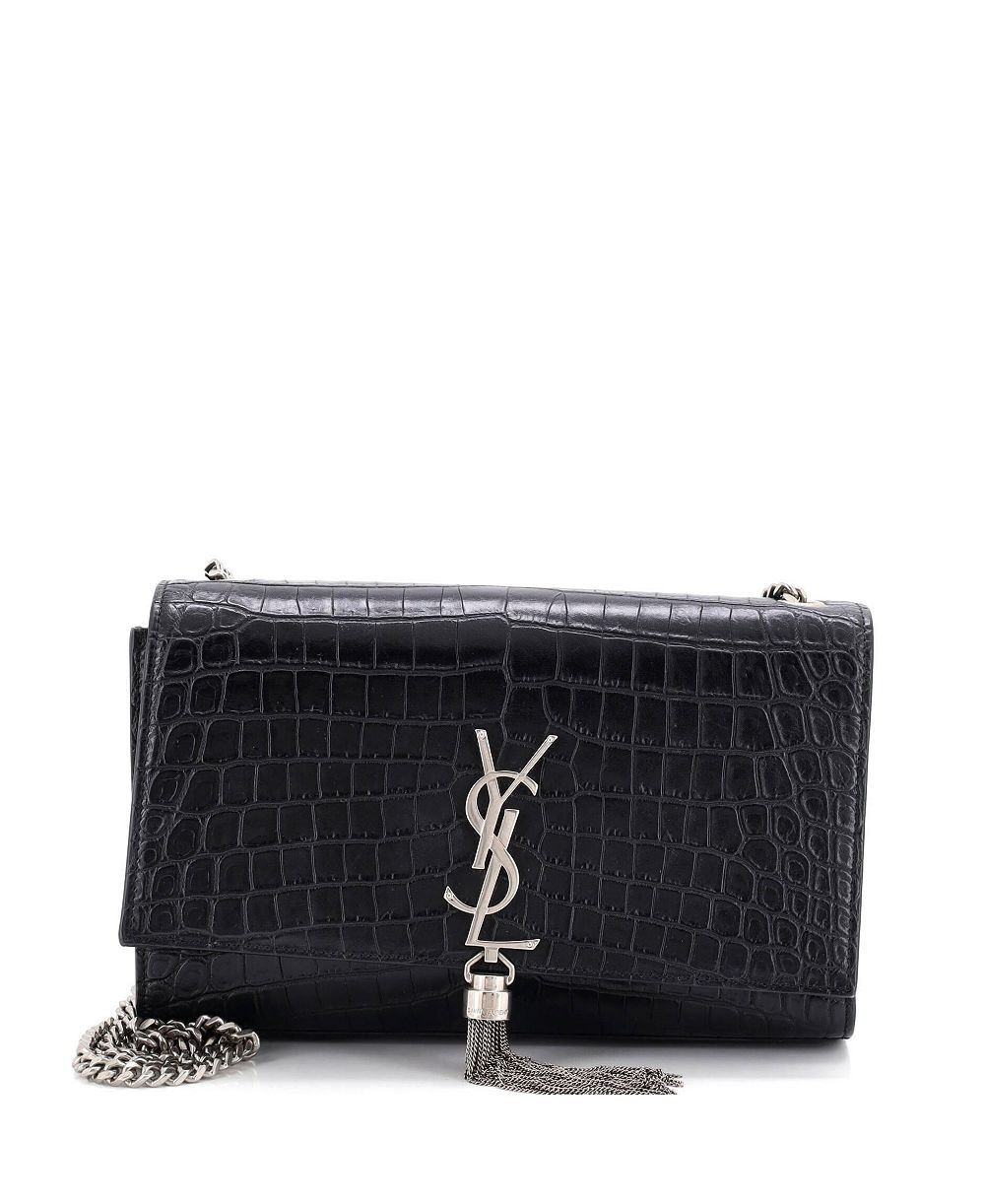 Б/у средняя кросс-боди сумка Saint Laurent Classic Monogram с кисточкой из тисненой кожи