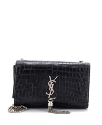 Б/у средняя кросс-боди сумка Saint Laurent Classic Monogram с кисточкой из тисненой кожи