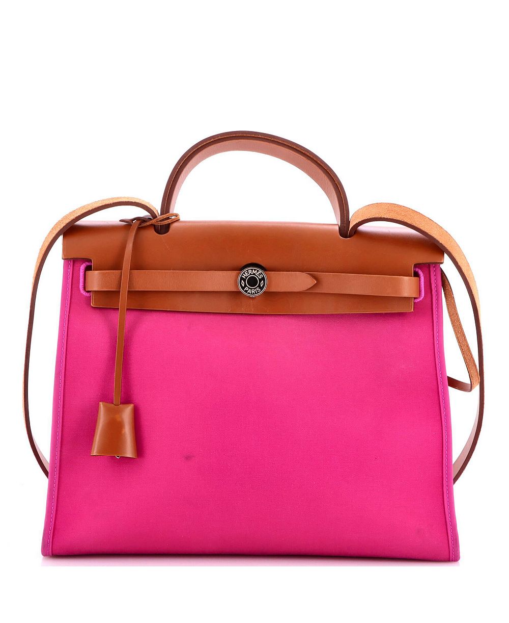Pre-Owned HERMES Pre-Owned Hermes 31 Herbag Zip Leather and Toile