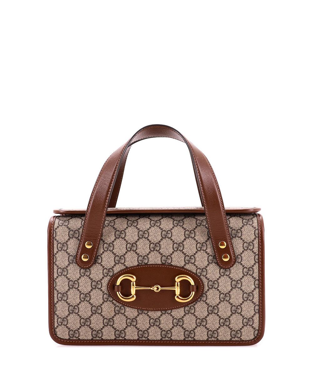 Pre-Owned Gucci Small Horsebit 1955 Boston Bag GG Coated Canvas