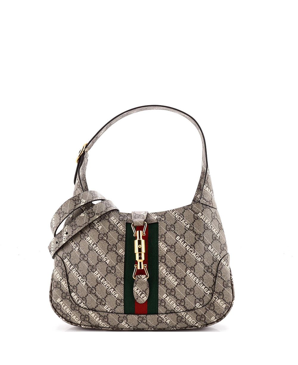 Б/у сумка-хобо Gucci x Balenciaga The Hacker Project Jackie 1961 Small из лакированной ткани GG