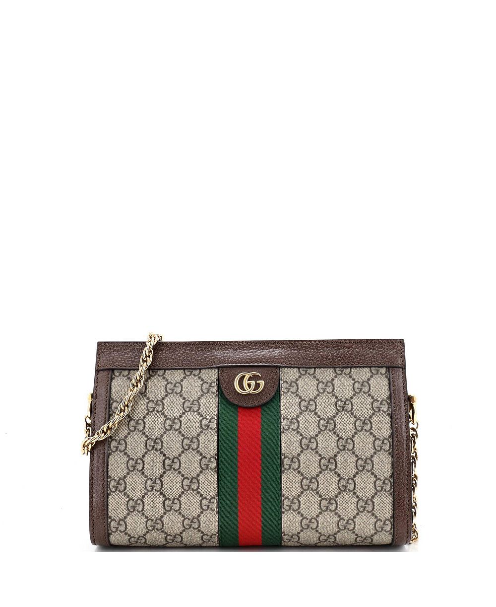 Pre-Owned Gucci сумка через плечо Ophidia с цепочкой из лакированной ткани, 10 дюймов Ш x 7 дюймов В x 3 дюйма Г