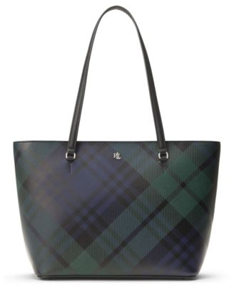 Lauren Ralph Lauren Crosshatch Leather Medium Karly Shopper Tote Bag