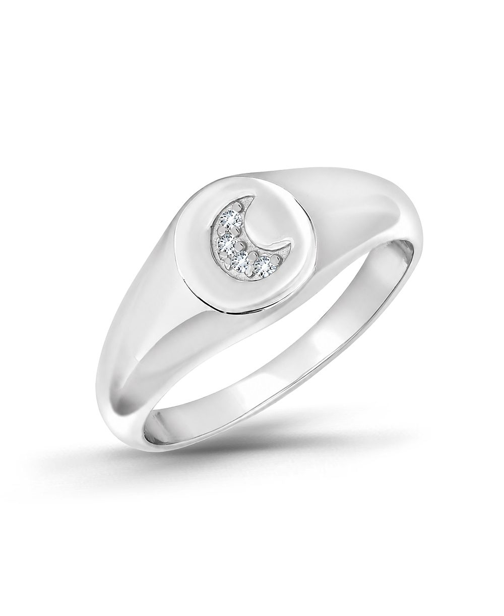 Серебряное кольцо-печатка с кубическим цирконием от Macy's