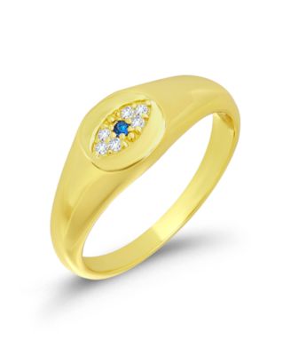 Macy's Cubic Zirconia and Created Blue Stone Signet Pinky Ring