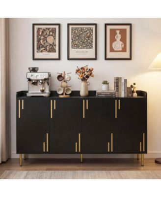 Costway Buffet Cabinet, 55" Long Sideboard with 4 Doors, 5 Metal Legs for Living Room