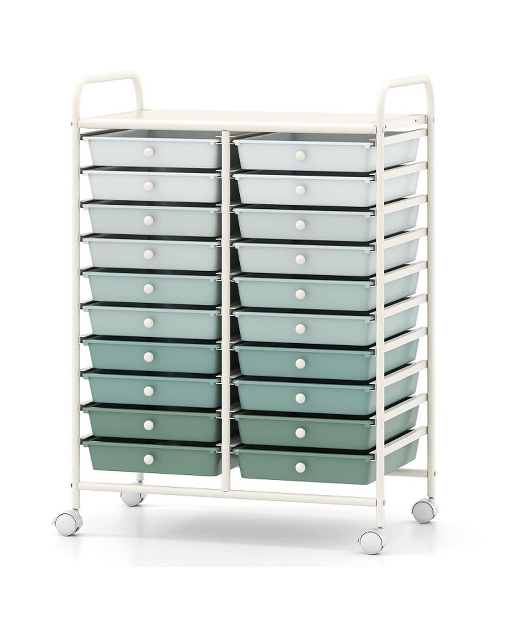 GOUUN 20-Drawer Rolling Storage Cart for Studio Organization
