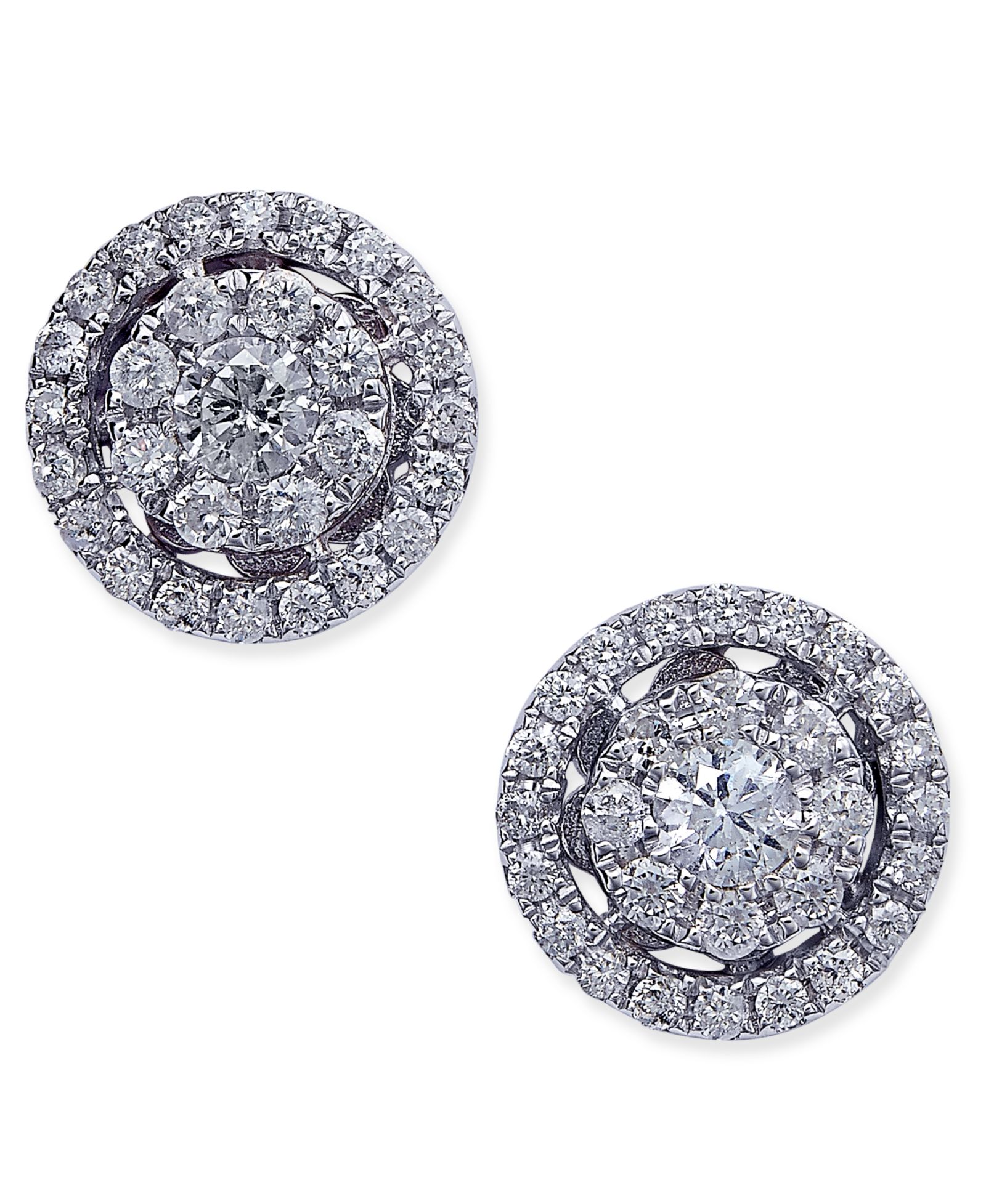 Серьги-гвоздики Diamond Cluster Halo в 14k White Gold (1/2 ct. t.w.)
